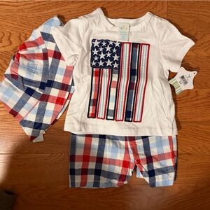 Nursery Rhyme Red, White & Navy Star Appliqué 3pc outfit